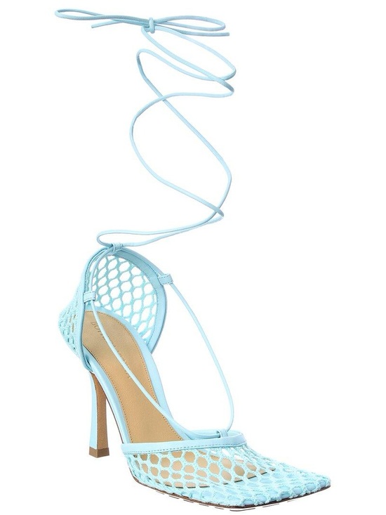 Bottega Veneta Shoes - New Bottega Veneta Light Blue Lace-Up Heeled Sandals